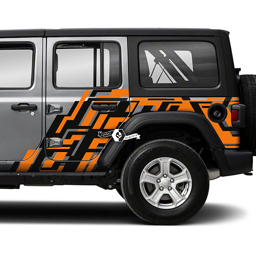 Coppia di Jeep Wrangler Unlimited Porte laterali Splash Geometry Adesivi Decalcomanie Grafica in vinile Striscia
