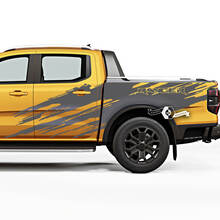 Coppia di adesivi in ​​vinile per porte e laterali del letto, Ford Ranger Raptor, distrutto, con logo Splash Mud
 2