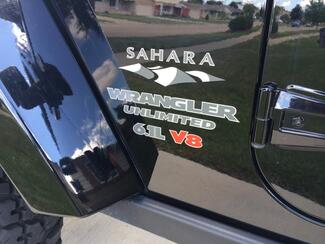 Jeep SAHARA 6.1L V8 Mountain Wrangler Unlimited CJ TJ YJ JK XJ Tutti i colori Sticker Decal