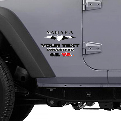 Adesivo laterale in vinile stile montagna Sahara 6.1L V8 per Jeep Wrangler Unlimited