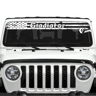 Jeep Gladiator parabrezza bandiera USA distrutta logo decalcomanie grafica in vinile
