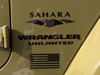 Jeep Mountain USA Flag Sahara Wrangler Unlimited CJ TJ YJ JK XJ Decalcomania adesiva per tutti i colori