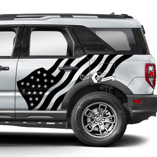 2x adesivi per decalcomanie laterali bandiera USA parafango porte Ford Bronco
