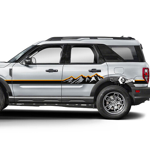 2x adesivi per decalcomanie con logo Ford Bronco Mountains Forest Doors laterali 2 colori
