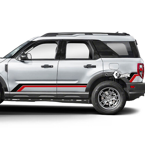 2x adesivi per decalcomanie Ford Bronco Doors Up Side Fender a doppia linea 2 colori
