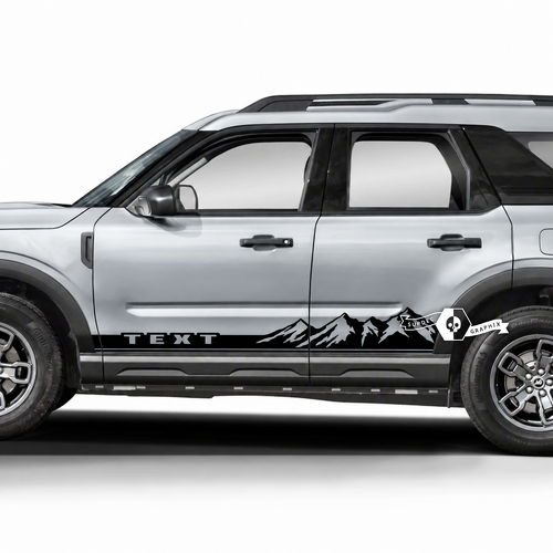 2 adesivi per decalcomanie con logo laterale Musclecar horse Mountains Forest Rocker Panel
