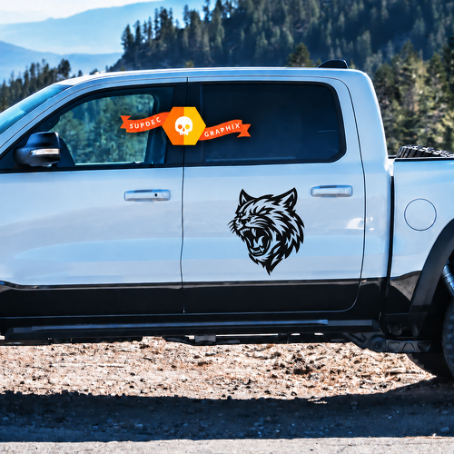 Kit Adesivi Laterali Personalizzati con Testa di Gatto per Dodge Ram 1500 TRX