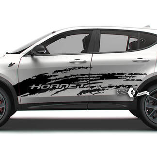 Coppia Dodge Hornet porte strisce laterali Splash Wrap Fango Logo Dazzle Paint Distrutto Vinile Decalcomanie Adesivi
