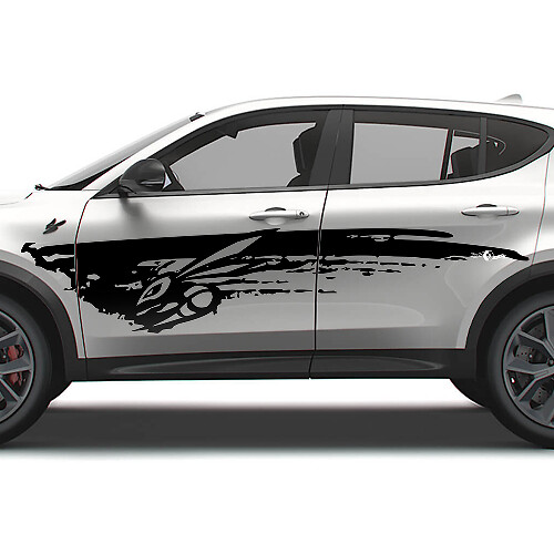 Kit decal in vinile con logo Hornet e schizzi di fango per portiera Dodge Hornet