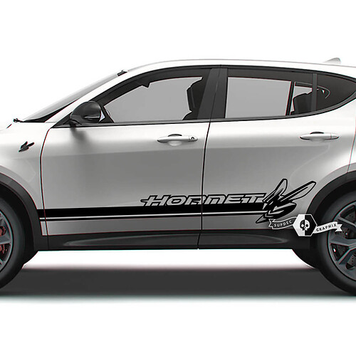 Coppia adesivi per decalcomanie in vinile con logo a strisce laterali per porte Dodge Hornet
