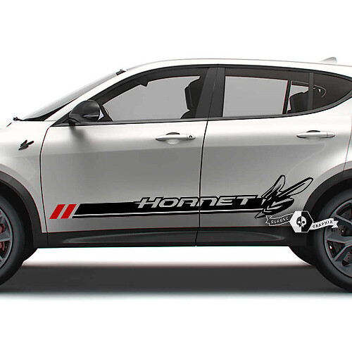 Kit Adesivi in Vinile con Striscia Laterale e Logo Stile Hornet per Dodge Hornet