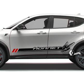 Coppia Dodge Hornet porte strisce laterali logo linee di rivestimento adesivi decalcomanie in vinile 2 colori
