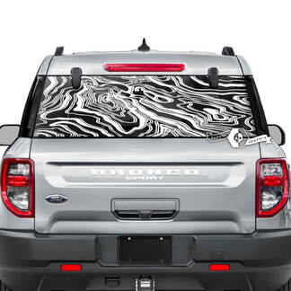 Ford Bronco finestrino posteriore montagne logo strisce di fango decalcomanie grafiche
