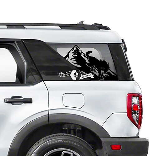 Coppia decalcomanie per adesivi con grafica in vinile con logo Ford Bronco Mountain
