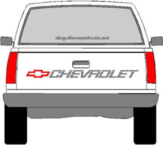 Decalcomania portellone camion Chevrolet - Papillon rosso con scritta argento Chevy 1500