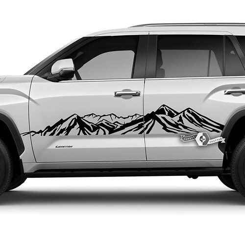 Coppia Toyota Sequoia porte parafango posteriore grafica montagne adesivi in ​​vinile decalcomania adatta Toyota Sequoia
