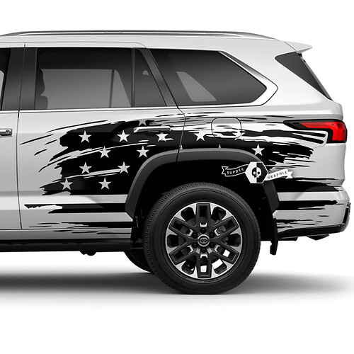 Coppia Toyota Sequoia parafango posteriore porta avvolgente bandiera UAS Splash Dazzle vernice adesivi in ​​vinile decalcomania adatta per Toyota Sequoia
