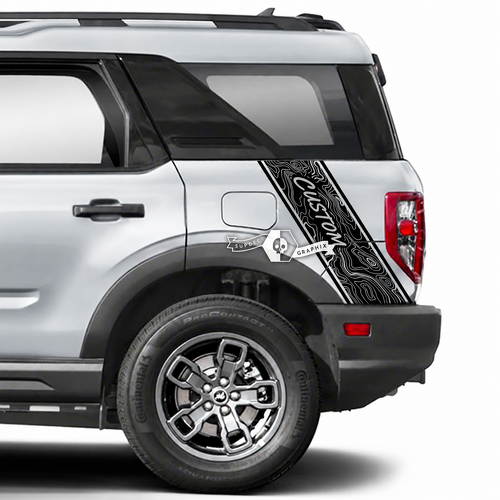 CUSTOM Topographic Diagonal Quarter Stripe Pair Parafango posteriore Adesivo in vinile per Ford Bronco Sport