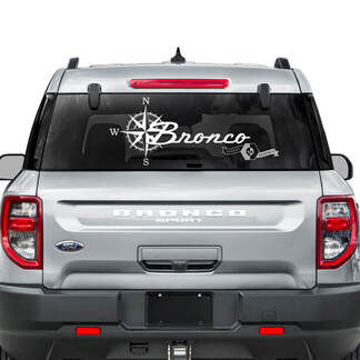 Decalcomanie grafiche con logo bussola per finestrino posteriore Ford Bronco
