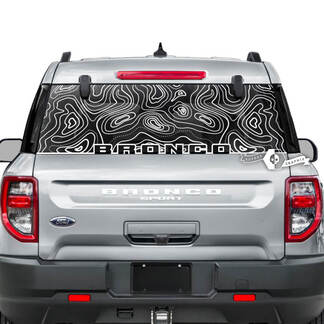Decalcomanie grafiche avvolgenti con logo della mappa topografica del lunotto posteriore Ford Bronco
