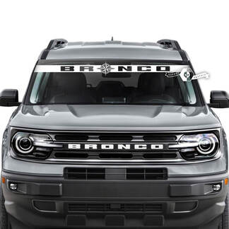 Ford Bronco lunotto posteriore parabrezza logo bussola strisce grafiche decalcomanie
