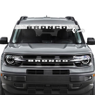 Ford Bronco finestrino parabrezza anteriore mappa topografica logo strisce decalcomanie grafiche
