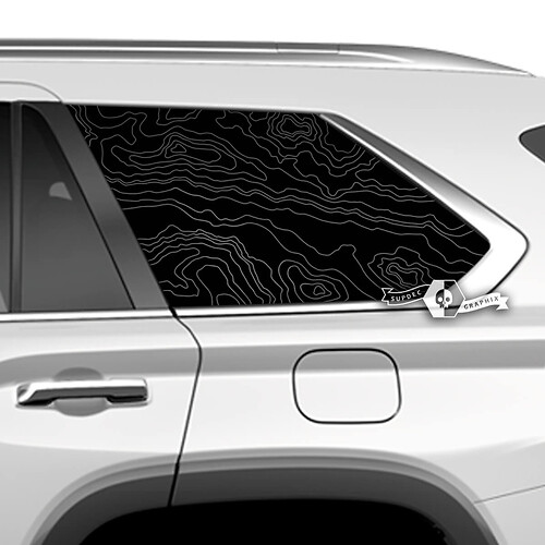 Coppia adesivi in ​​vinile con mappa topografica per lunotto posteriore Toyota Sequoia, adatti per Toyota Sequoia
