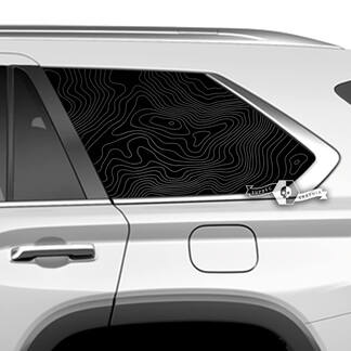 Coppia adesivi in ​​vinile con mappa topografica per lunotto posteriore Toyota Sequoia adatti per Toyota Sequoia
