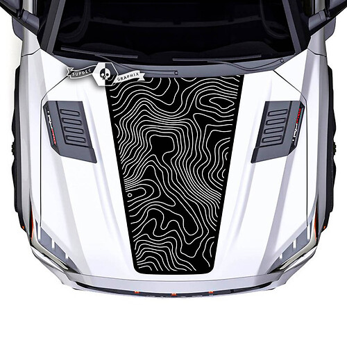 Decalcomania adesiva in vinile con mappa topografica per cofano Toyota Sequoia adatta per Toyota Sequoia
