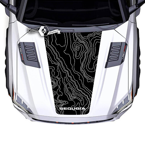 Adesivo in Vinile a Mappa Topografica per Cofano Toyota Sequoia