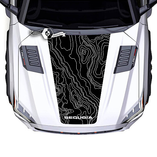 Adesivi in vinile con logo mappa topografica del cofano per Toyota Sequoia
