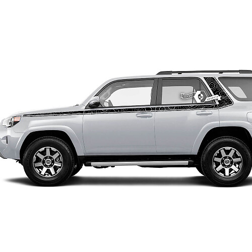 Adesivo in vinile con strisce laterali curve stile topografico per Toyota 4Runner Gen 5