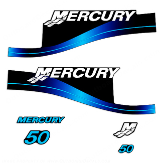 Kit adesivi Mercury 50HP 2 tempi - Adesivo blu
