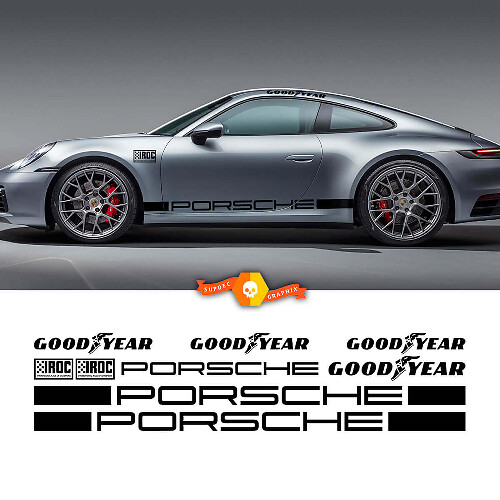 Kit di decalcomanie in vinile a strisce laterali da corsa Goodyear Porsche IROC per Porsche 911 Carrera