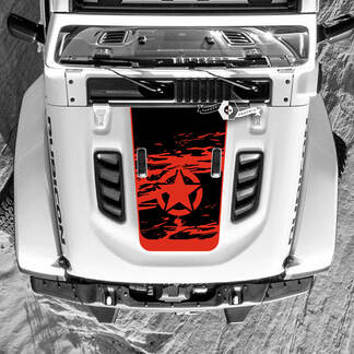 Jeep Wrangler Hood Decal Military Star Fango Abbaglia Vernice Distrutta Adesivi in ​​Vinile Camion 2 Colori
