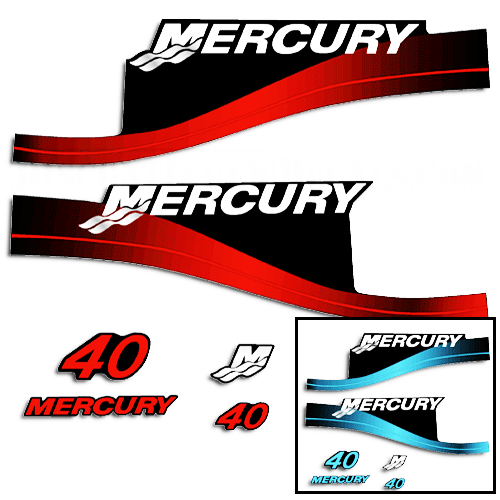 Kit adesivi Mercury 40HP 2 tempi - Adesivo rosso
