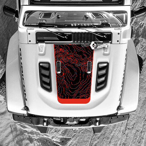 Adesivo in Vinile Mappa Topografica per Cofano Jeep Wrangler