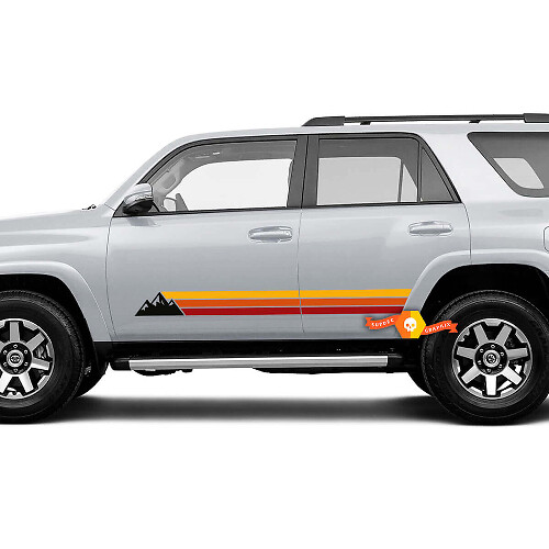 Adesivo in Vinile con Strisce Stile Retrò Montagne per Porte Toyota 4Runner