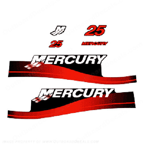 Decalcomanie Mercury 25hp (rosse) 1999 - 2006 - Adesivo adesivo blu