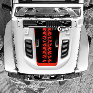 Jeep Wrangler Hood Tire Track Destroyed Wrap Vinile adesivo decalcomania 2 colori

