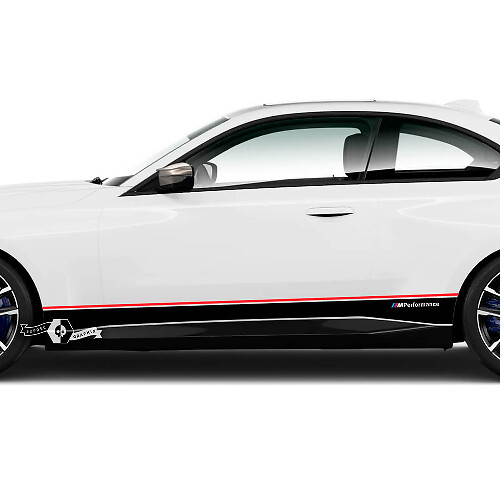 Coppia BMW M2 M240 G42 F22 F87 M Performance Rocker Panel Strisce laterali Porte Stripe M Adesivo in vinile 2 colori
