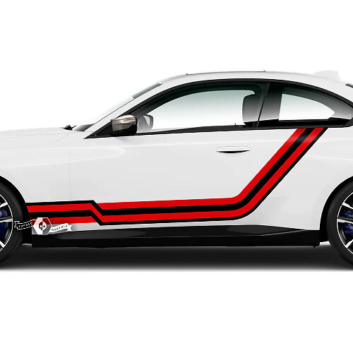 Coppia BMW M2 M240 G42 F22 F87 M Performance Rocker Panel Stripes Porte Fender Side Stripe Lines Vinile adesivo 2 colori

