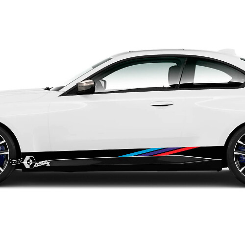 Coppia BMW M2 M240 G42 F22 F87 M Performance Rocker Panel Strisce laterali Porte Stripe Adesivo in vinile

