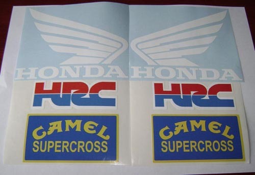Set di Adesivi in Vinile per Moto Honda HRC Camel Supercross Bianca