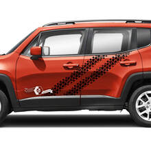 Coppia adesivi per decalcomanie in vinile con grafica per tracce di pneumatici per porte laterali Jeep Renegade
 2