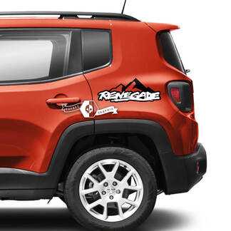 Coppia adesivi per decalcomanie in vinile grafico Jeep Renegade Side Fender Mountains 2 colori
