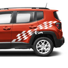 Coppia adesivi per decalcomanie in vinile grafico con bandiera a scacchi per parafango per porte laterali Jeep Renegade
 2
