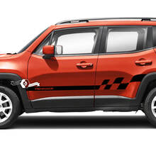 Coppia adesivi per decalcomanie in vinile grafico con bandiera a scacchi per porte laterali Jeep Renegade
 2