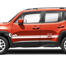 Coppia adesivi per decalcomanie in vinile grafico con logo a strisce per porte laterali Jeep Renegade
 2