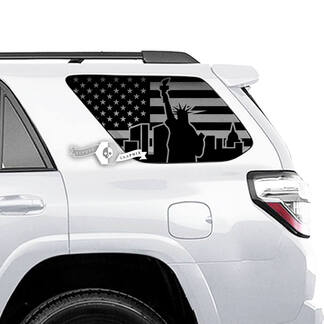 Coppia di adesivi per decalcomanie in vinile laterali con bandiera USA 4Runner per finestra Statua della Libertà per Toyota 4Runner
